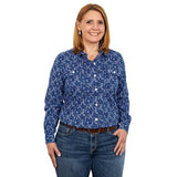 JUST COUNTRY WOMENS ABBEY FULL BUTTON PRINT WORKSHIRT COBALT PAISLEY [SZ:S/10]