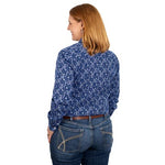 JUST COUNTRY WOMENS ABBEY FULL BUTTON PRINT WORKSHIRT COBALT PAISLEY [SZ:S/10]