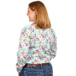 JUST COUNTRY WOMENS ABBEY FULL BUTTON PRINT WORKSHIRT MINT PEONIES [SZ:XS/8]