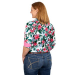 JUST COUNTRY WOMENS ABBEY FULL BUTTON PRINT WORKSHIRT WHITE HIBISCUS [SZ:S/10]