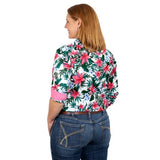 JUST COUNTRY WOMENS ABBEY FULL BUTTON PRINT WORKSHIRT WHITE HIBISCUS [SZ:S/10]
