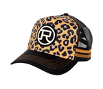 ROPER TRUCKER CAP LEOPARD PRINT BLACK / TAN HIGH PONY TAIL
