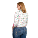 JUST COUNTRY WOMENS ABBEY FULL BUTTON PRINT WORKSHIRT WHIT LLAMAS [SZ:XS]