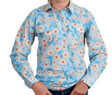 JUST COUNTRY GIRLS HARPER HALF BUTTON WORKSHIRT - SKY DAISIES - GWLS2400 [SZ:S]
