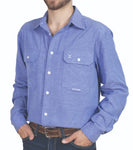JC MENS AUSTIN LONG SLEEVE FULL BUTTON PRINT WORKSHIRT SOLID COBALT BLUE CHAMBRAY - MWLS2491 [SZ:XL]