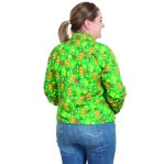 JUST COUNTRY WOMENS ABBEY LONG SLEEVE FULL BUTTON PRINT WORKSHIRT GREEN CACTUS [SZ:XS]