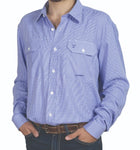 JC MENS EVAN BAMBOO WORKSHIRT BLUE HOUNDSTOOTH - MBLS2402 [SZ:M]