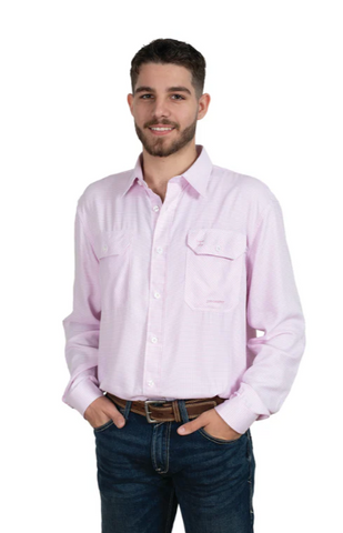 JC MENS EVAN BAMBOO WORKSHIRT PINK HOUNDSTOOTH [SZ:M]