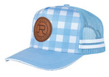 ROPER TRUCKER CAP PLAID CORNFLOWER BLUE / WHITE - RC2509