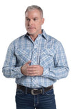 JUST COUNTRY MENS AUSTIN FULL BUTTON PRINT WORKSHIRT LS CORNFLOWER / WHITE PLAID - MWLS2602 [SZ:M]