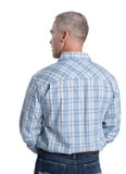 JUST COUNTRY MENS AUSTIN FULL BUTTON PRINT WORKSHIRT LS CORNFLOWER / WHITE PLAID - MWLS2602 [SZ:M]