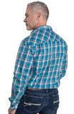 JUST COUNTRY MENS AUSTIN FULL BUTTON PRINT WORKSHIRT LS - PETROL PLAID - MWLS2627-L [SZ:L]