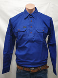 HARD SLOG MENS WORK SHIRT HALF/ LIGHT ROYAL BLUE [SZ:S] 
