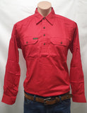 HARD SLOG MENS WORK SHIRT HALF/ LIGHT BRIGHT RED [SZ:S] 