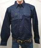 HARD SLOG MENS WORK SHIRT FULL/ LIGHT DARK NAVY [SZ:S] 