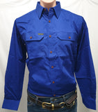 HARD SLOG MENS WORK SHIRT FULL/ LIGHT ROYAL BLUE [SZ:S] 