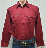 HARD SLOG MENS WORK SHIRT FULL/ LIGHT BURGUNDY [SZ:S] 