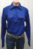HARD SLOG LADIES WORK SHIRT HALF/ LIGHT ROYAL BLUE [SZ:8] 