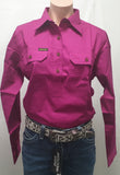 HARD SLOG LADIES WORK SHIRT HALF/ LIGHT FUSCHIA [SZ:8] 