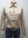 HARD SLOG LADIES WORK SHIRT HALF/ LIGHT STONE [SZ:8] 