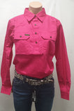 HARD SLOG LADIES WORK SHIRT HALF/ LIGHT BRIGHT PINK [SZ:8] 
