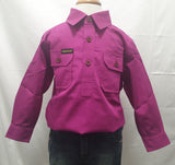 HARD SLOG KIDS WORK SHIRT HALF/ LIGHT FUSCHIA [SZ:2] 