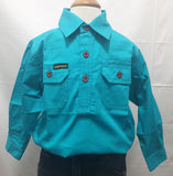 HARD SLOG KIDS WORK SHIRT HALF/ LIGHT TURQUOISE [SZ:2] 