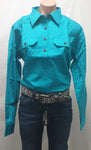HARD SLOG LADIES WORK SHIRT HALF/ LIGHT TURQUOISE [SZ:8] 