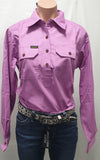HARD SLOG LADIES WORK SHIRT HALF/ LIGHT VIOLET [SZ:10] 