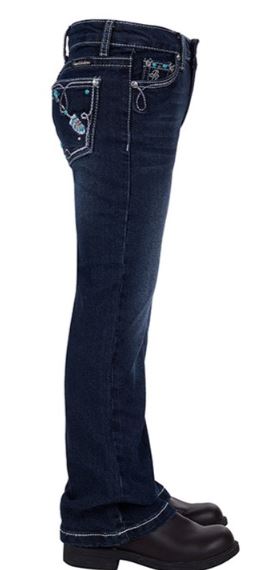 PURE WESTERN GIRLS BOOTCUT JEANS RHIAN - DARKEST NIGHT [SZ:4]