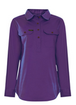 HARD SLOG LADIES WORK SHIRT HALF/ LIGHT IRIS [SZ:12]