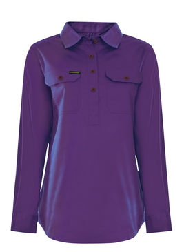 HARD SLOG LADIES WORK SHIRT HALF/ LIGHT IRIS [SZ:12]