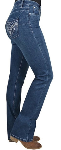 WRANGLER Q BABY BOOTY UP JEANS LEG 34" WINDSONG MARINE BLUE [SZ:9]