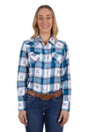 PURE WESTERN LADIES L/S SHIRT CARITA NAVY TEAL [SZ:12]