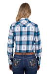 PURE WESTERN LADIES L/S SHIRT CARITA NAVY TEAL [SZ:12]