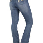 PURE WESTERN WOMENS BOOTCUT JEANS AMY RETRO BLUE [SZ:8]