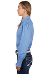 PURE WESTERN LADIES L/S SHIRT ALANA BLUE PATTERN [SZ:14]