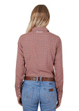WRANGLER LADIES L/S SHIRT - LIBBY - PEACH / NAVY - X4S2126125 103 [SZ:14]