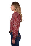 PURE WESTERN LADIES L/S SHIRT - TAHNEE - RUST FRILL - P5W2140001 318 [SZ:14]