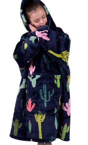 PURE WESTERN KIDS CACTUS SNUGGLE HOODIE NAVY 