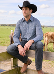 WRANGLER MENS L/S THEO SHIRT NAVY/BLUE [SZ:L]