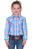 WRANGLER GIRLS EMILY CHECK LS SHIRT BLUE [SZ:6]
