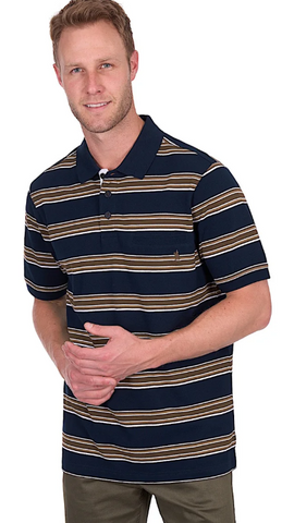 THOMAS COOK MENS POLO ANTHONY 1PKT NAVY/DARK TAN [SZ:M]