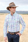 THOMAS COOK MENS L/S SHIRT 2 PKT - LOUIE - GREEN / BLUE / MULTI CHECK - T6S1115029  609 [SZ:M]