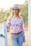 THOMAS COOK LADIES L/S SHIRT - FRANKIE - PINK BUSHFLOWERS - T6S2114068 313 [SZ:12]