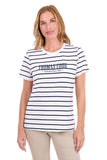 THOMAS COOK LADIES TEE SHIRT - WILMA - NAVY / WHITE STRIPE - TCP2515106 208 [SZ:10]