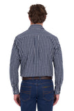 HARD SLOG MENS - LS SHIRT FULL BUTTON 2 POCKET - NAVY / WHITE - ALEX - HCP1102204 [SZ:M]