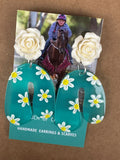 A TOUCH OF CANDY OAK EARRINGS ROSES AND DAISIES