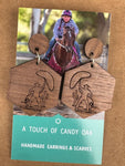 A TOUCH OF CANDY OAK EARRINGS ROPING HEX