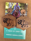 A TOUCH OF CANDY OAK EARRINGS BISON HEXAGON